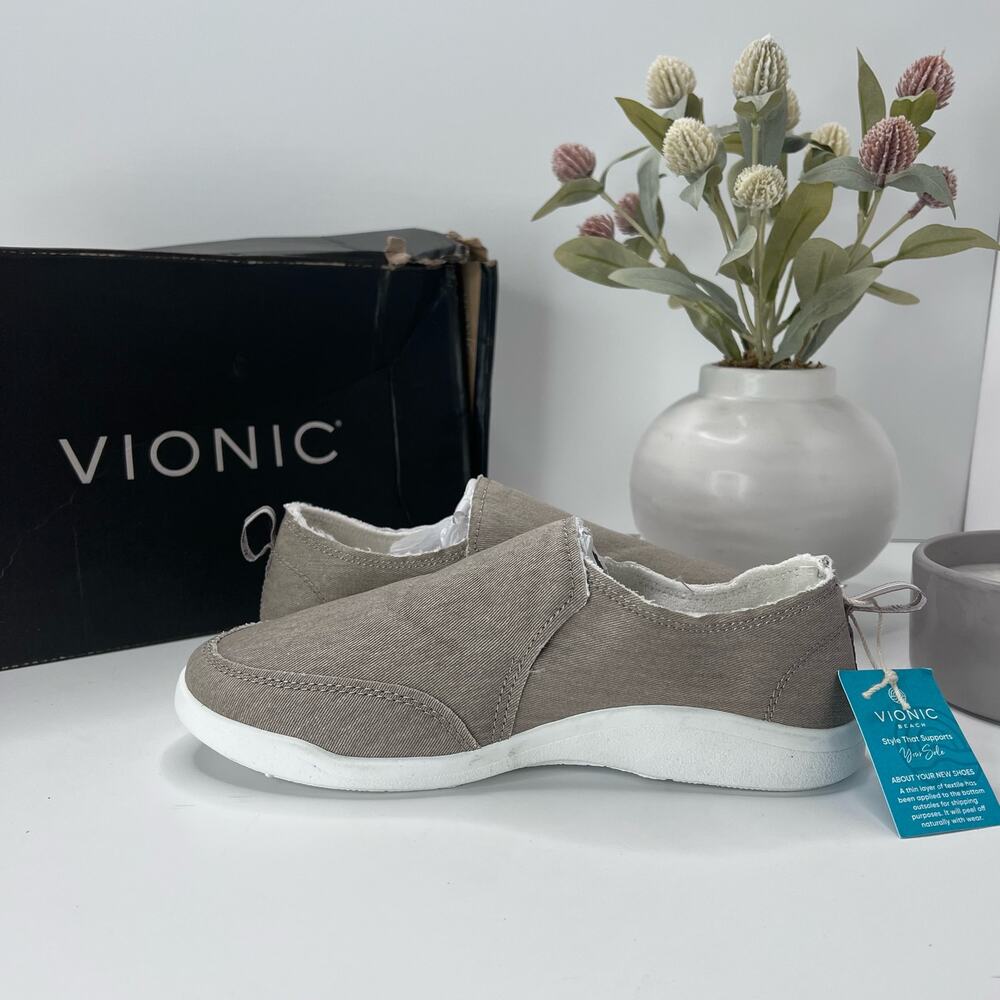 Vionic Beach Malibu Canvas Slip On Sneaker Comfort Shoes Gray Women's US 5 NWB - Picture 6 of 10